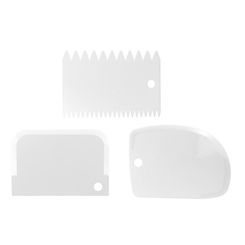 3PCS/Set Kitchen Cake Cream Scraper Dough Cake Cutter Slicer Spatula For Cake Blade Silicone Spatula For Patisserie Pizza Cake: 1Set White