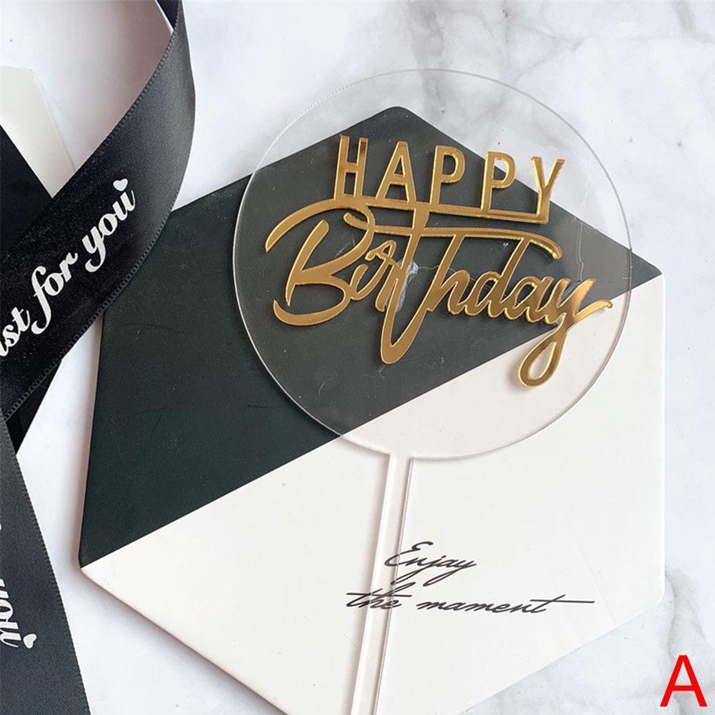 Double Layer Acrylic Cupcake Topper Happy Birthday Topper Shower For Birthday Party Baking Cake Cake Baby Supplies Decorati F1E5: A