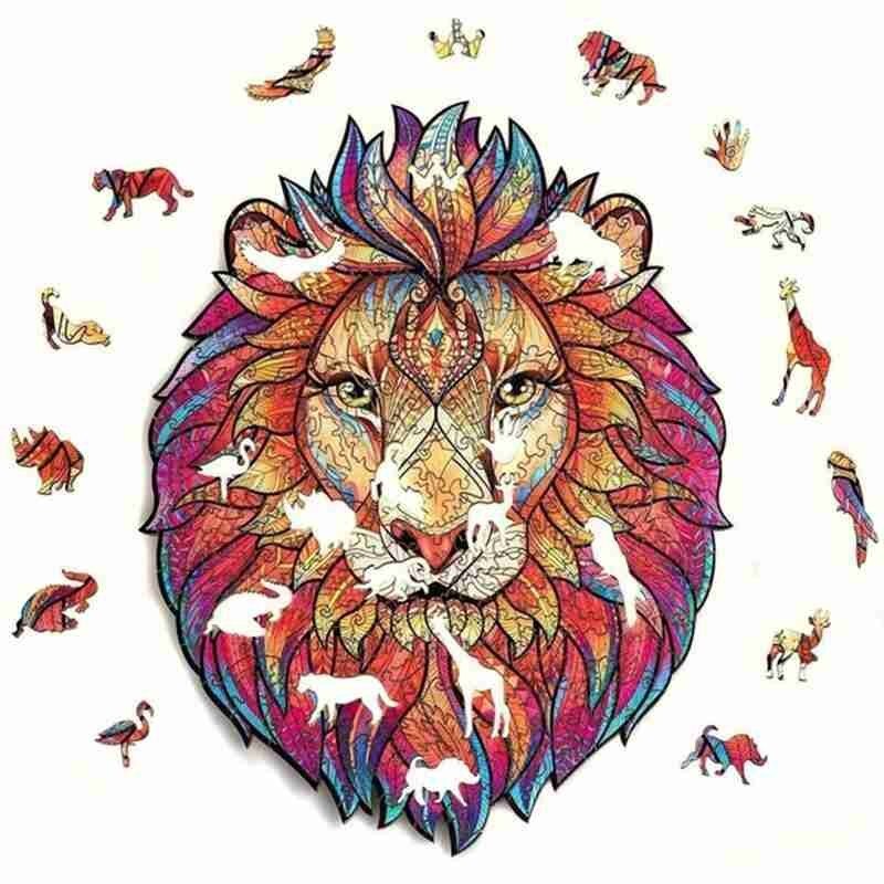 Puzzel Houten Puzzel Cartoon Dier Houten Legpuzzels Speelgoed Vroege Educatief Speelgoed Kerst Cadeau Voor Kinderen Cartoon Lion Dragon