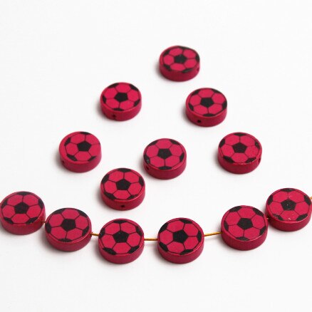 Cute Football Pattern 20Pcs Lead-Free Wood Beads For Jewelry Making Accessories Bracelets DIY Craft For Child 20mm: Color 8