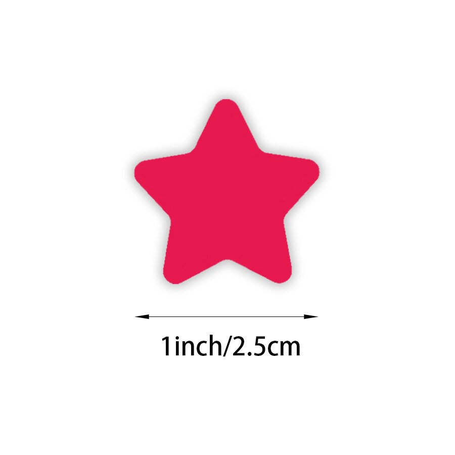 Rouleau d'autocollants étoiles à cinq points, 500 pièces, différentes couleurs, étiquette de récompense pour enfants, papeterie faite à la main, DIY bricolage: HotPink