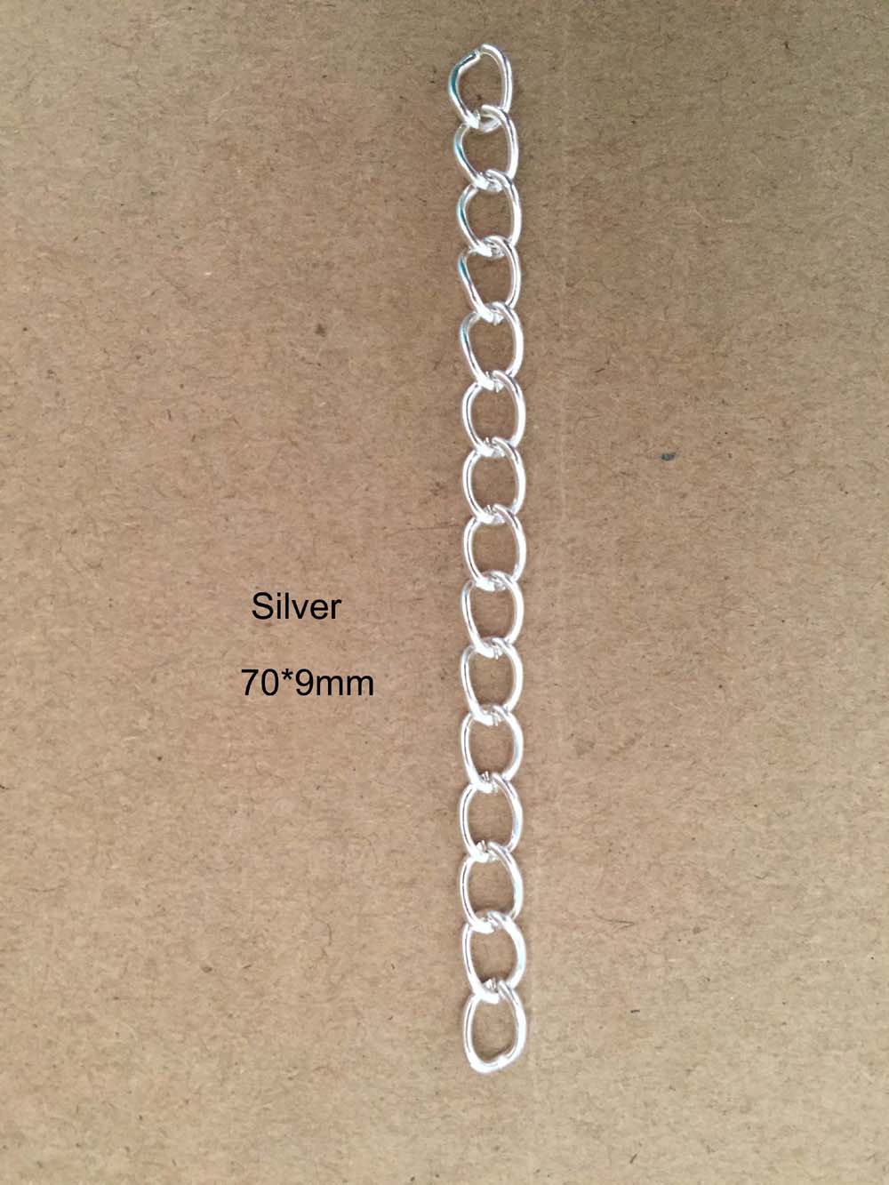100 sztuk/partia naszyjnik łańcuch przedłużający luzem bransoletka rozszerzone łańcuchy ogon Extender dla DIY komponenty do wyrobu biżuterii: Silver70x9mm