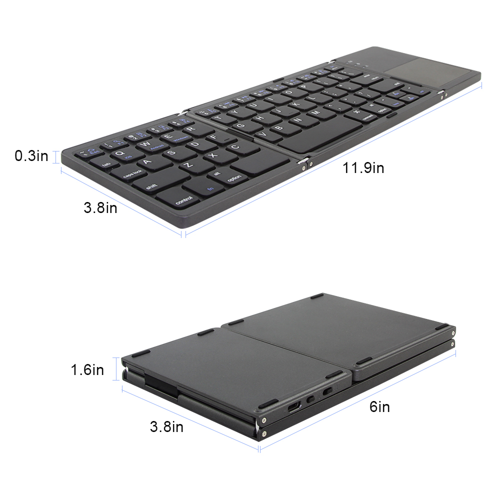 CHYI Bluetooth Keyboard Mini Wireless Keyboard Foldable Office Gaming Tablet Keypad with Touch Mouse For Laptop PC Gamer