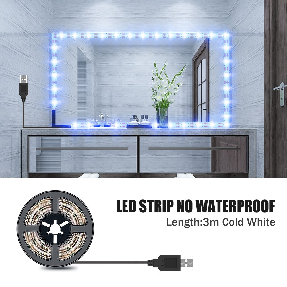 Led Make-upspiegel Licht Vanity Lamp Strip 5V USB Backlight LED Flexibele Lamp Tape Kaptafel Spiegel Lamp Voor Badkamer Decor: Rood