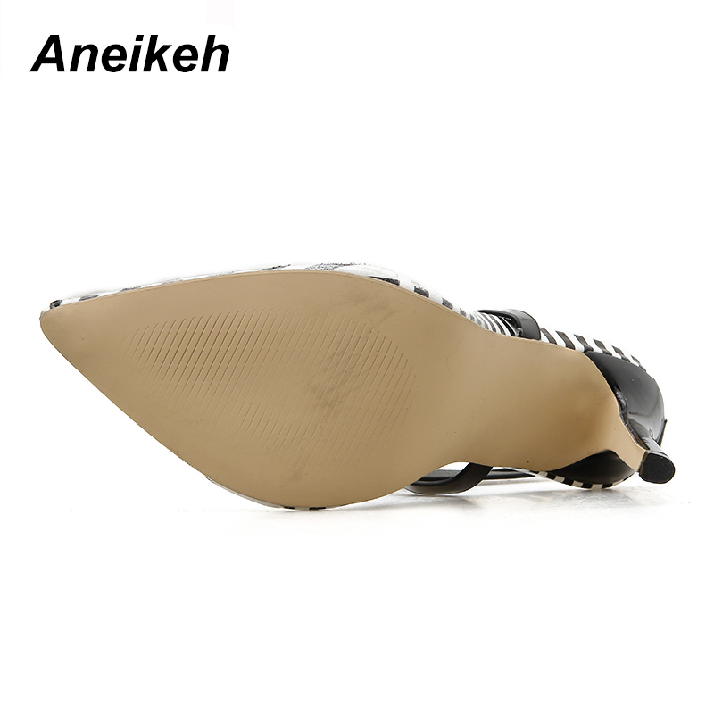 Aneikeh 2022 PVC Women Shoes Pointed end High Heels Sandals Summer Party Wedding Dress Shoes Cross Strap Ankle Buckle Sandals