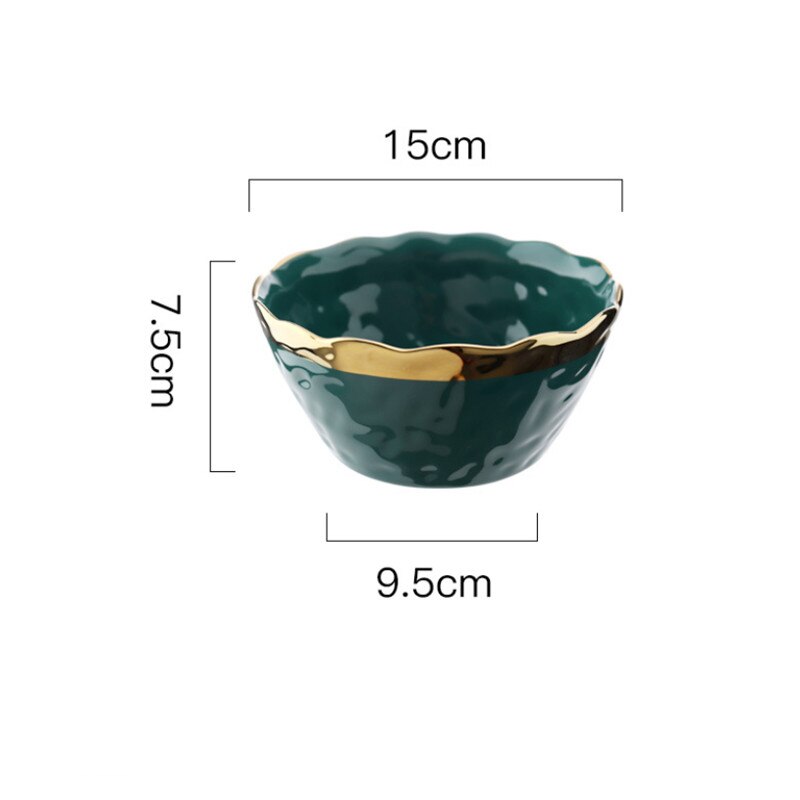 Ceramic Dark Green Glaze Dinner Plates Bone China Dinnerware Dessert Salad Serving Plate Rice Soup Bowls Kitchen Tableware: 6 inch bowl