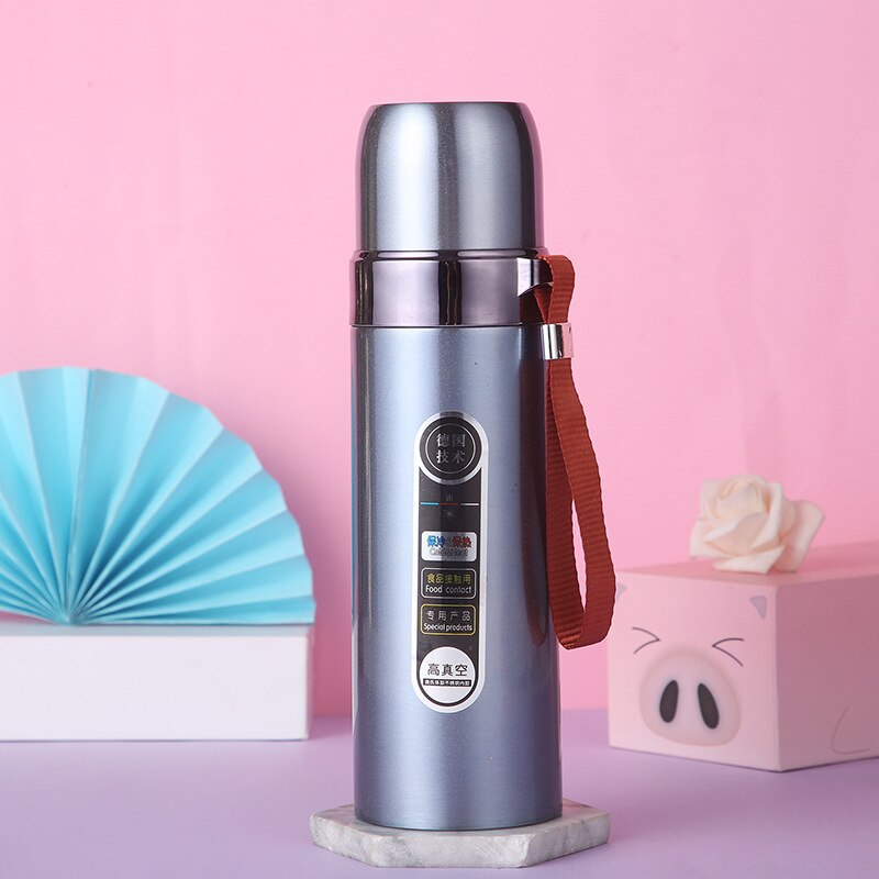 Termo portátil de acero inoxidable para uso en el hogar, termo de aislamiento de agua , con doble movimiento de acero inoxidable: Green