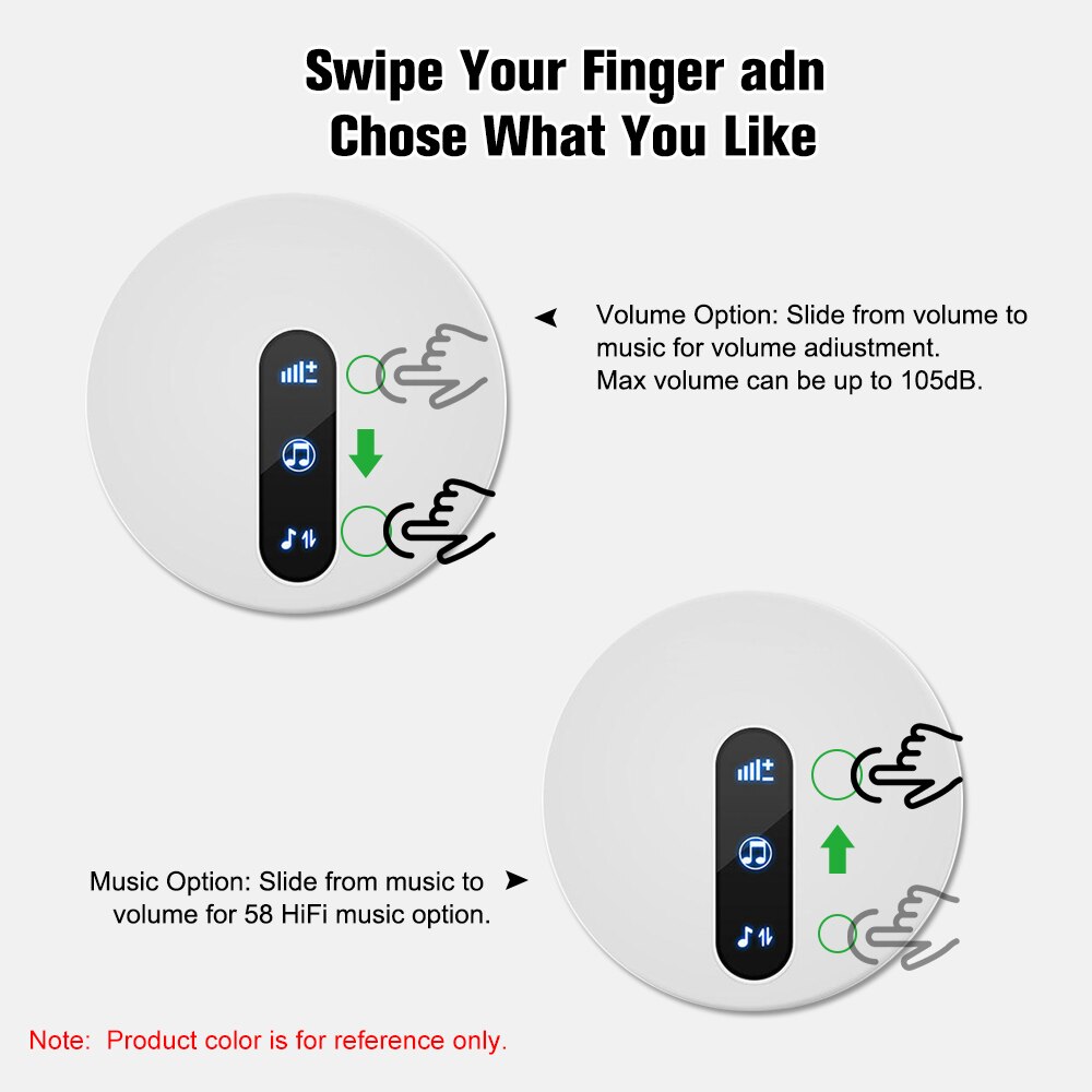 Wireless Self-powered Doorbell Transmitter Receiver Unique 58 Melodies 4 Levels Volume Adjustment Outdoor Waterproof Door Bell