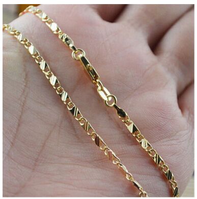 Cadenas de oro 18KGP para mujer, 2MM, 40/45/50, 55/60/65/70/75cm, collar, accesorios de joyería, cadena de oro para dijes, colgantes para hombre