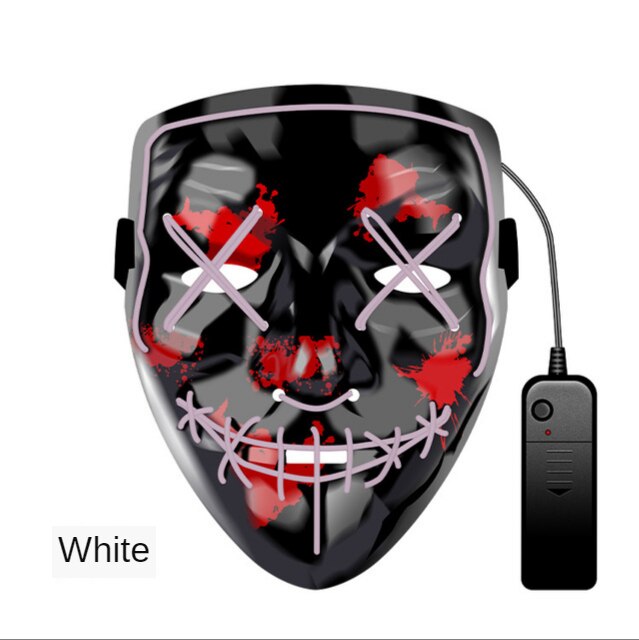 Masque brillant barre de bal Halloween fête EVA masque fente bouche danse étape lumière froide masque drôle masque la nuit: white