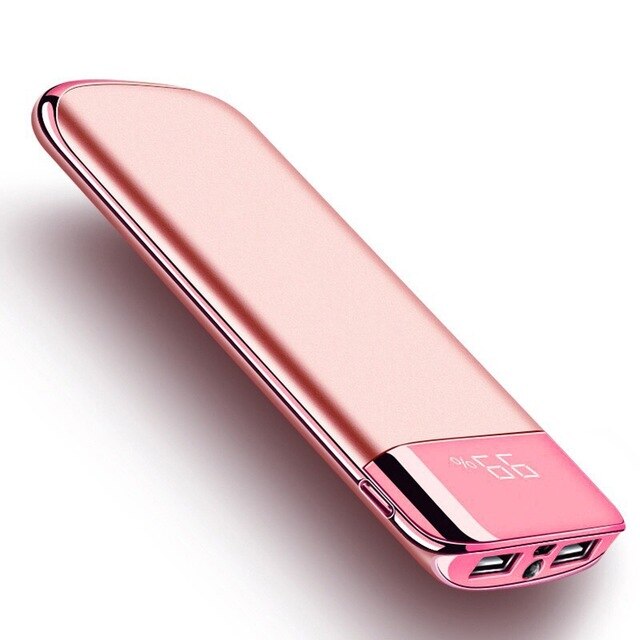 50000mah Power Bank External Battery PoverBank 2 USB LED Powerbank Portable Mobile phone Charger for Xiaomi MI iphone 8 X Huawei: Rose Gold