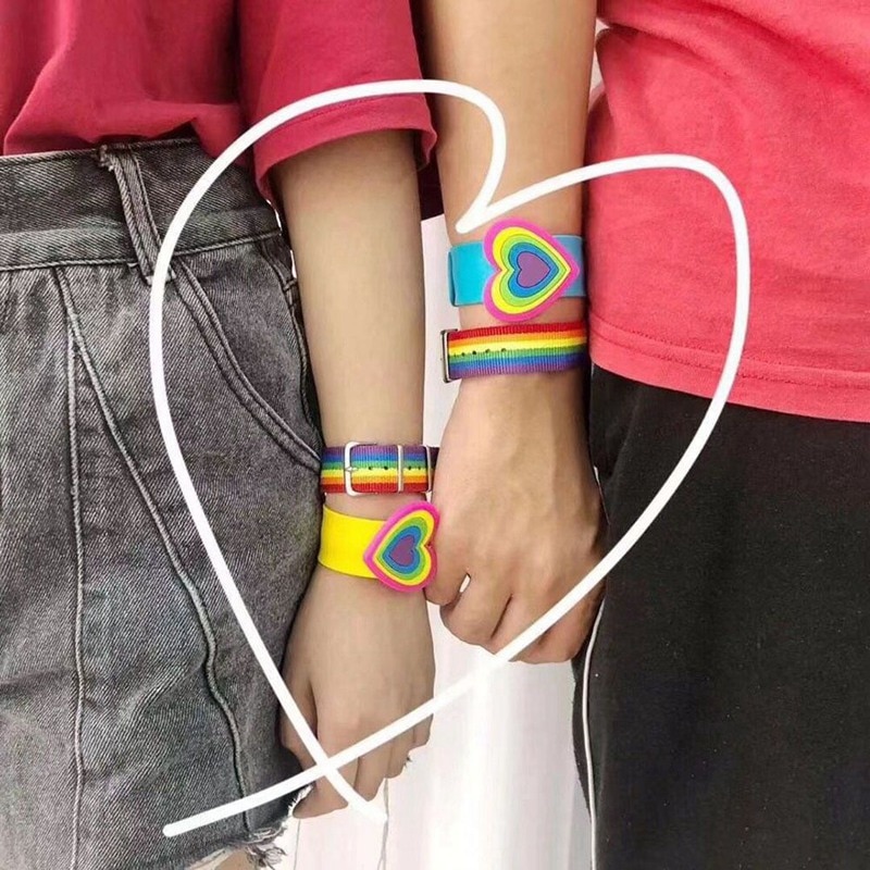 Nylon Rainbow Strap Bracelet Rainbow Bracelet Couples Bracelet LGBT Pride Bracelets For Women