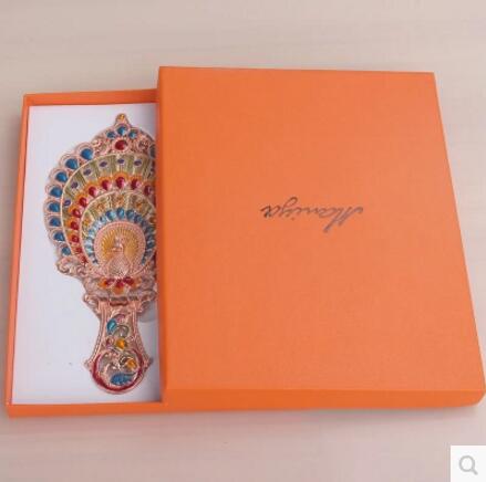 Europen-Espejos de mano con marco de metal antiguo para mujer, espejos pequeños de bolsillo, Espejos decorativos, , J047