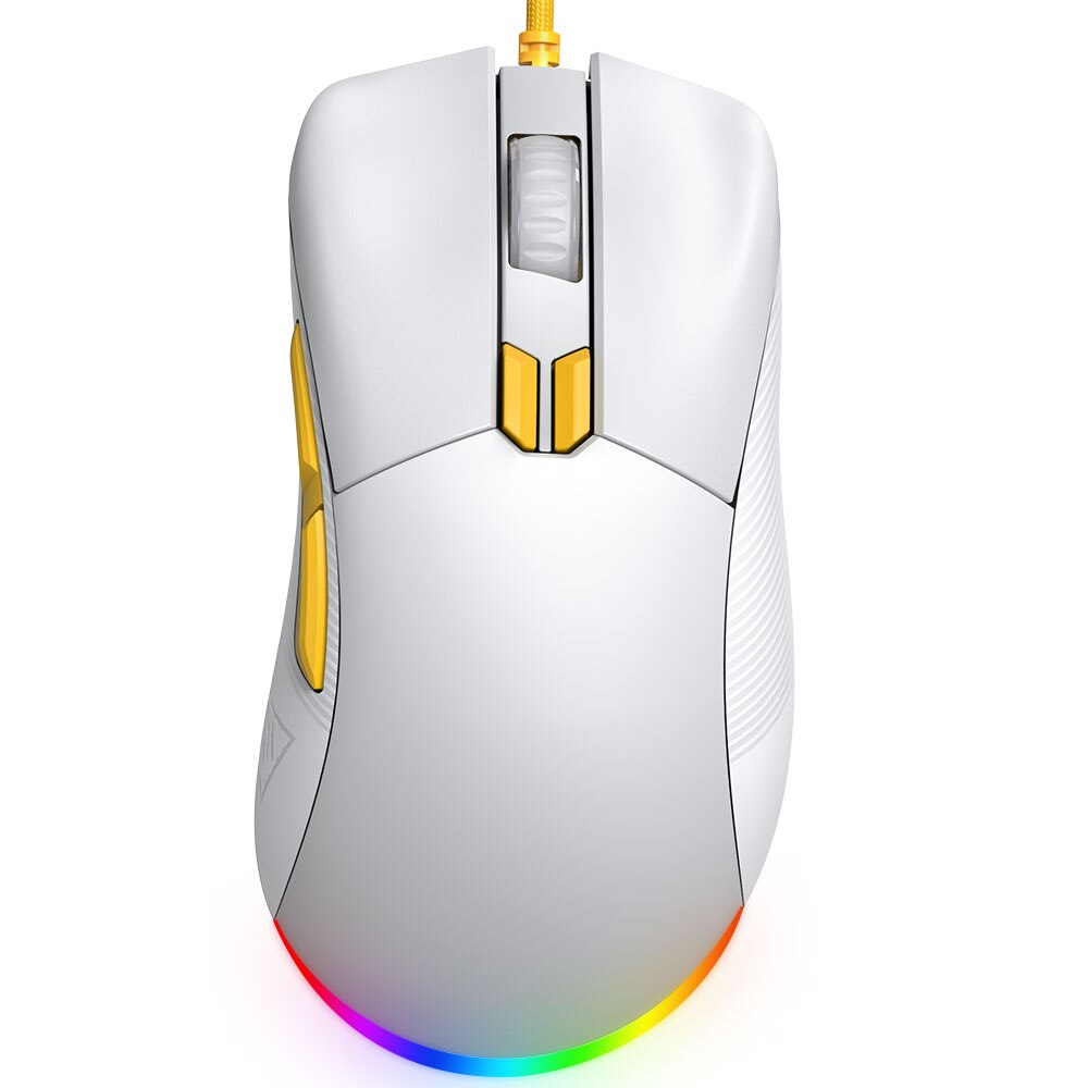 EKSA – souris de jeu EM500 RGB, 12400 DPI, 1000Hz, légère, filaire, USB, 8 boutons programmables, pour ordinateur PC et portable: WHITE
