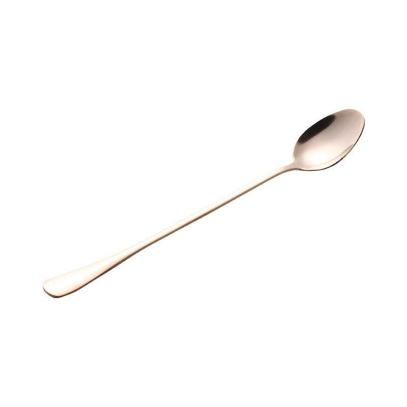 1pcs Stainless Steel Coffee Spoon Long Handle Tea Spoons Dessert Spoon Ice Cream Spoon Kitchen Drinking Flatware: rose gold