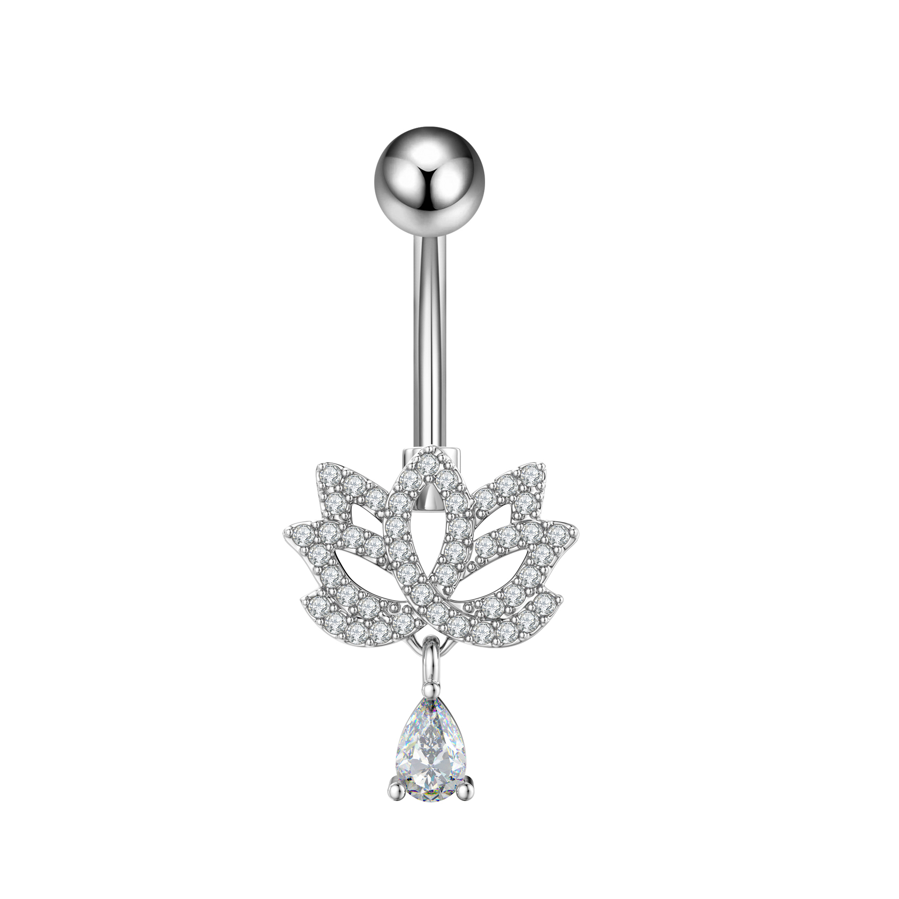 14G Hart Bloemvormige Navel Piercing Ornament Water Navelpiercing Hanger Buik Nombril Piercing Vrouwen Sieraden: Blue White Zinc Plated