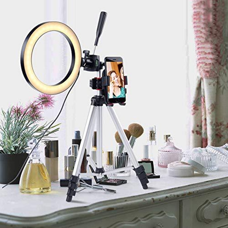 26cm anneau lumière Dimmable caméra Photo Studio téléphone vidéo LED beauté maquillage photographie anneau lampe avec trépied support pour téléphone