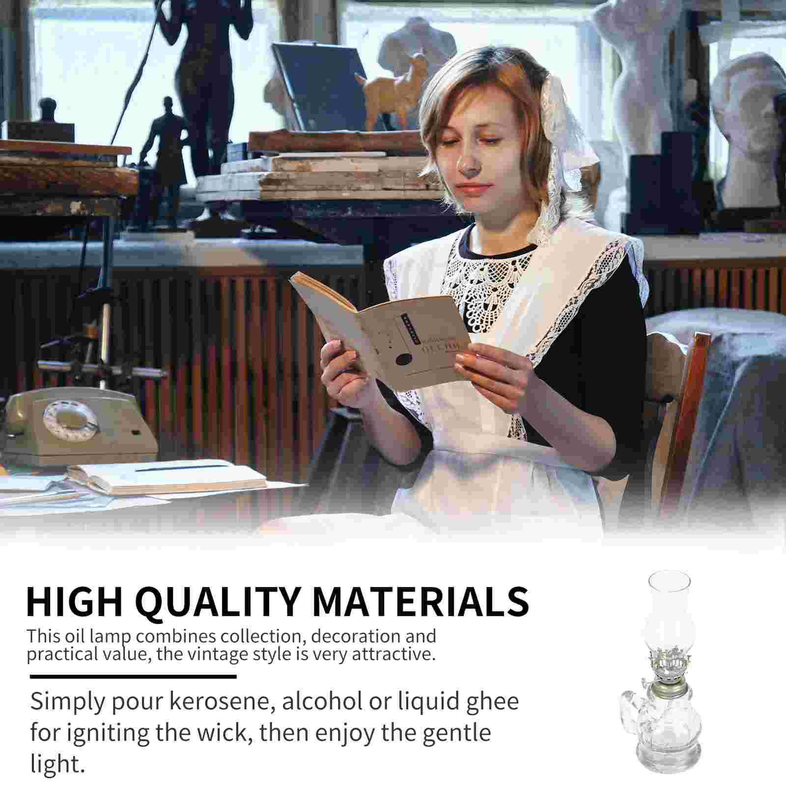 Desktop Oil Lamp Retro Kerosene Lamp Handheld Oil Lantern Glass Kerosene Lamp