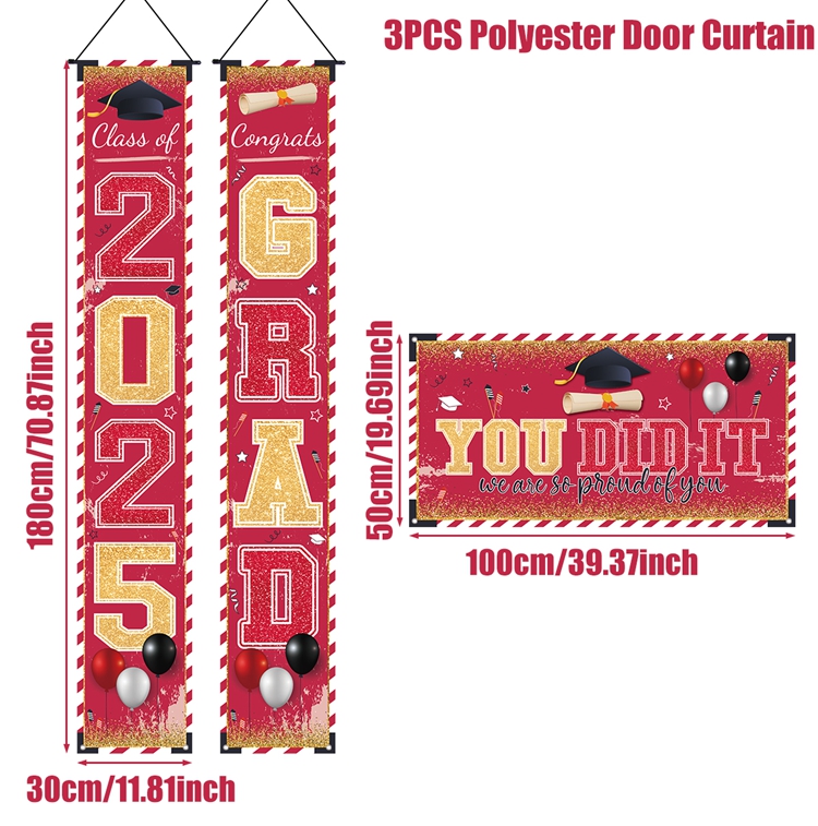 Decoración para de graduación, pancartas de coplas para puerta, clase de 2025, felicidades, letrero colgante para porche de graduación, suministros para de celebración en el hogar: plum