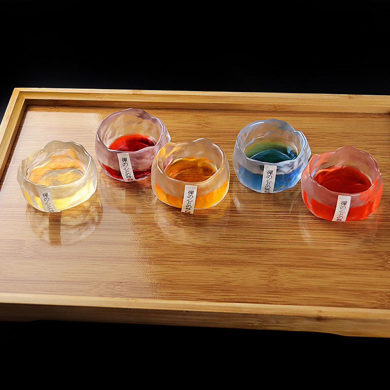 Shangshen Cup Glas Kung Fu Kleine Thee Cup Onregelmatige Hamer Patroon Japanse Stijl Transparante Thee Kom Wijn Glas Wijn set