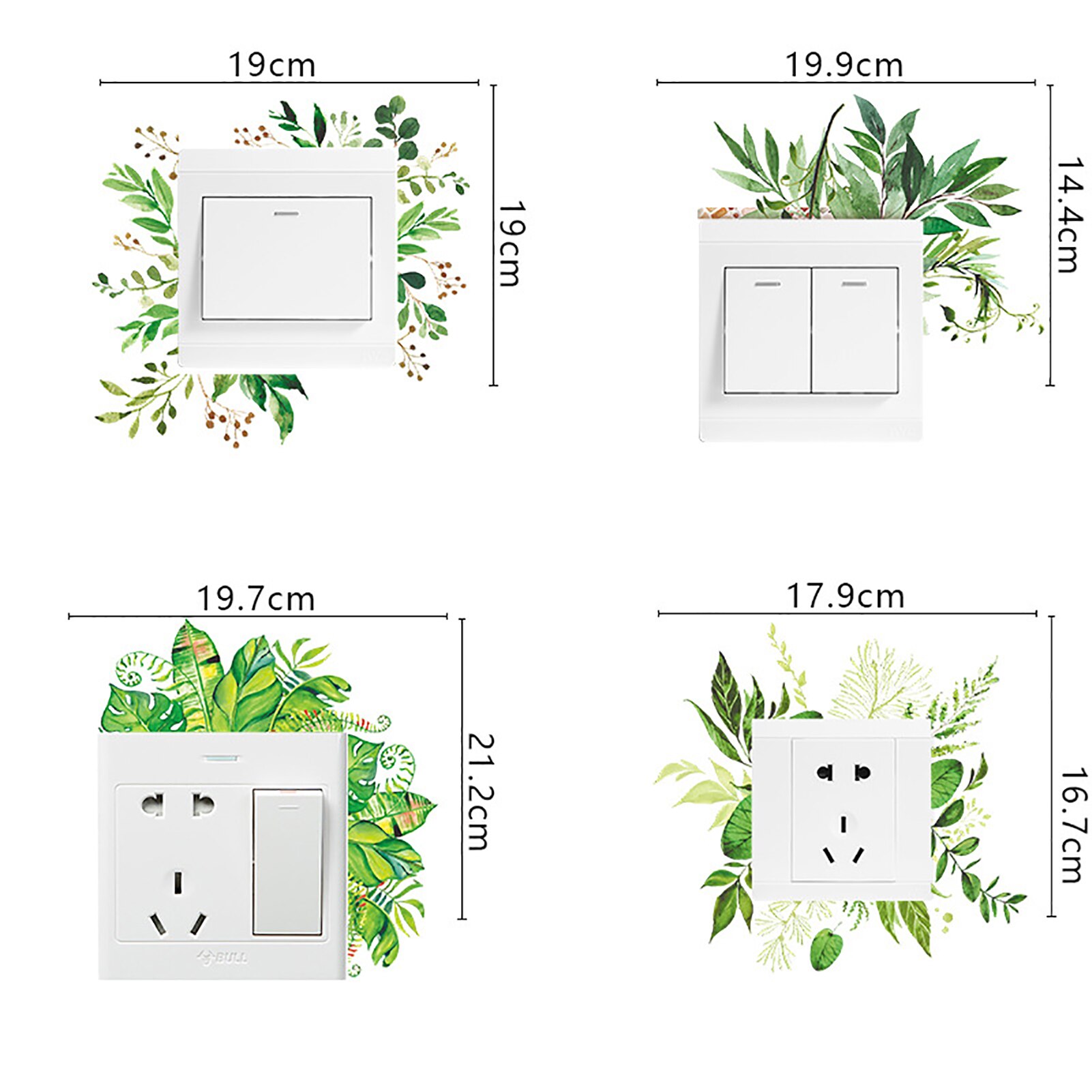 Green Leaves Home Luminous Switch Protective Cover Wall Sticker Socket Decor