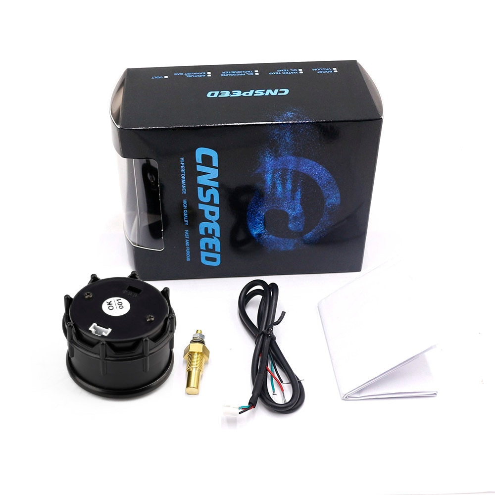 Auto Auto Digitale 2 "52mm Water Temp Gauge Met Sensor Rook Lens water Temperatuur Meter met sensor adapter