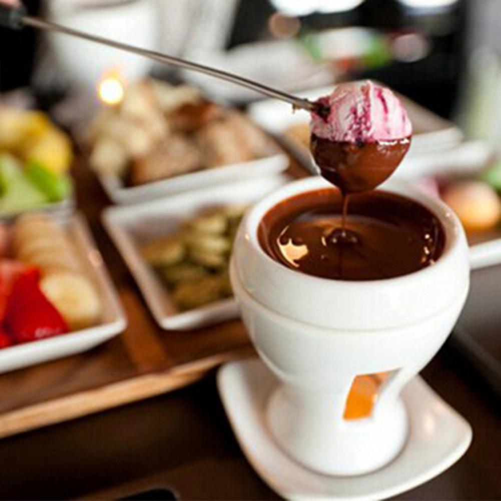 6 Stks/set Rvs Chocolade Vork Pot Vorken Kaas Fruit Dessert Vork Fondue Melting Spies Voor Keuken Servies Tool