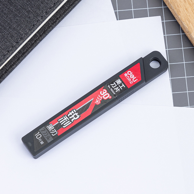 50PCS Deli black art knife small blade express box opener 30 degree wallpaper knife tip art blade