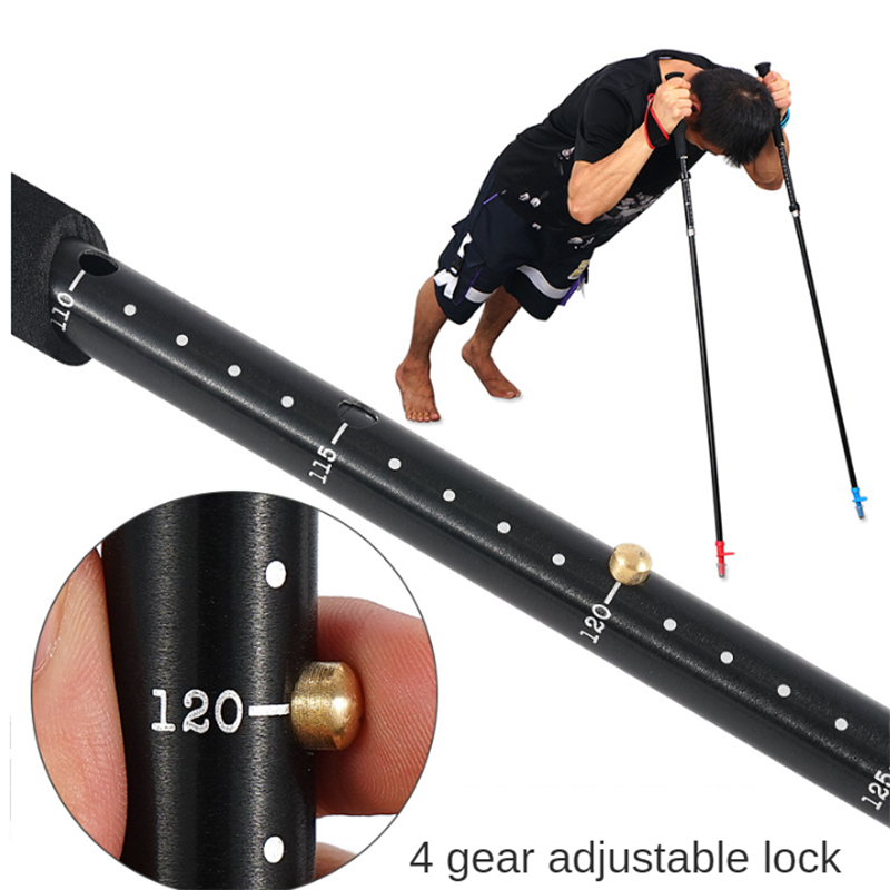 Udendørs folde klatrestang fire udtrækkelige ultra-lette vandrestokke justerbar størrelse 7075 aluminiumslegering bærbar vandrest