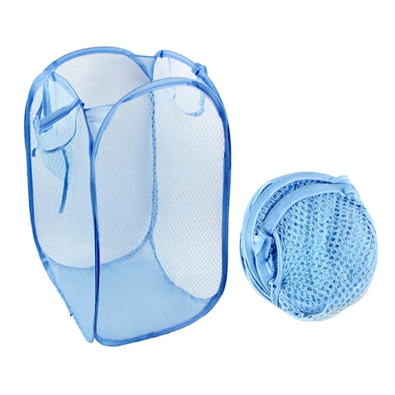 Opvouwbare nylon net waszak Pop-up mesh Wassen Opvouwbare wasmand Zak Opbergmand
