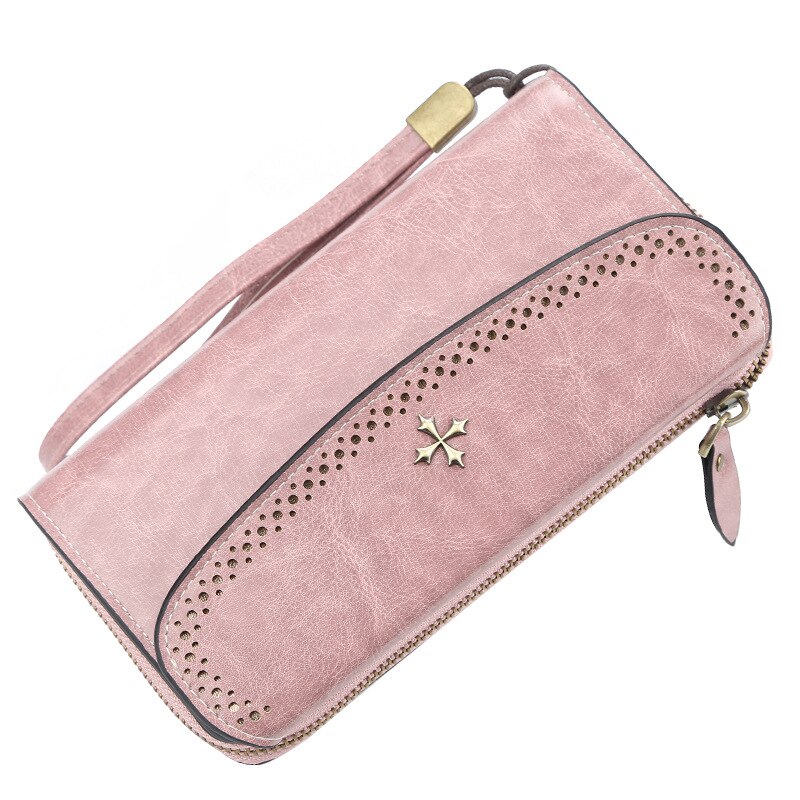 2020 mulheres longas carteiras nome gravura moda qualidade superior couro do plutônio titular do cartão bolsa feminina zíper grande marca carteira para as mulheres: Pink