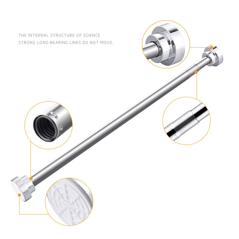 Stainless Steel Bathroom Bar Curtain Hanging Bar Curtain Rod Telescopic Bar Spring Shower Curtain Rod Free Installation Drilling