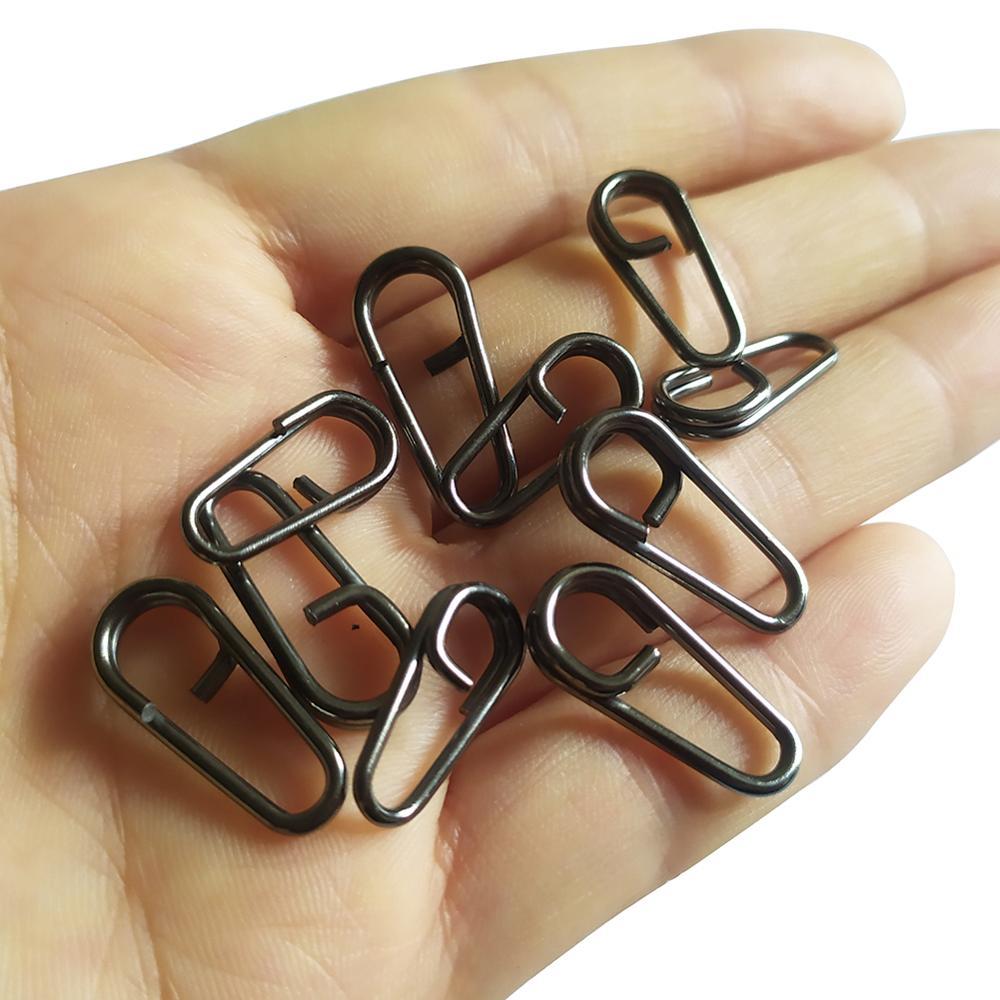 Hameçon de pêche pivotant en acier inoxydable, crochet pivotant, tête coudée ovale, anneaux fendus, connecteur de pêche à la carpe, 50pcs