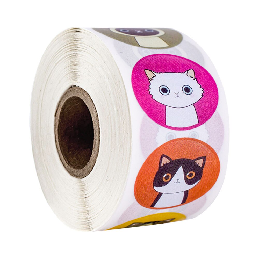100-500pcs/roll Lovely Cat Stickers For School Reward Stickers Classroom Decoration Encouragement Sticker For Student Teacher