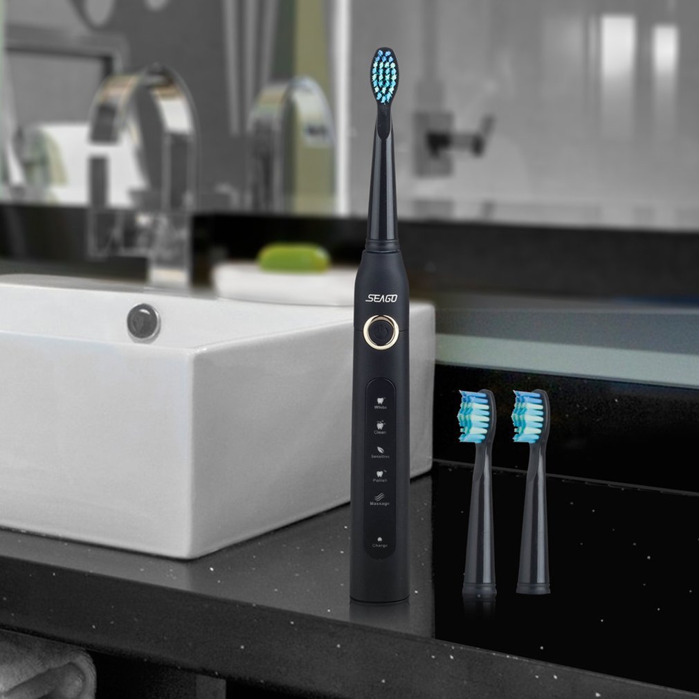Sonic elektrisk tandborste uppladdningsbar sonisk tandborste för vuxna, resetandborste med 4 lägen och 3 borsthuvuden