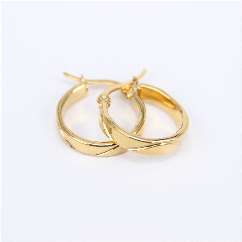 thumbnail interactive-video image 1 of MATERIA 17mm Gold Plated Sterling Silver Hoop Earrings For Women – 925 Silver, Small 1 of 4