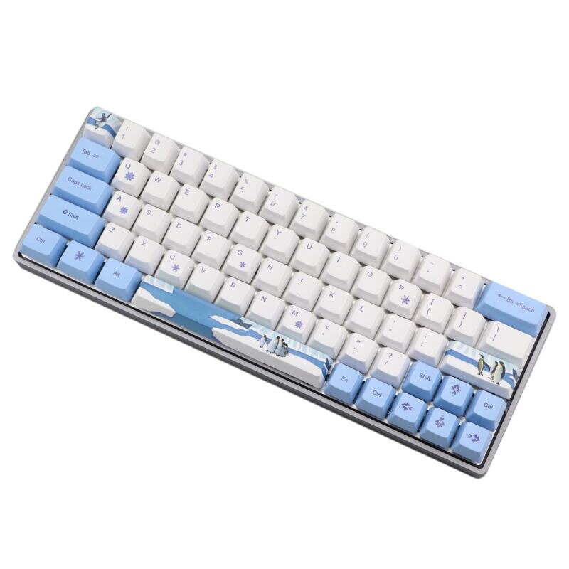 Pinguino a Sublimazione Tastiera Meccanica Carino Copritasti PBT OEM Profilo Keycap per GH60 GK61 GK64 Tastiera: Blu