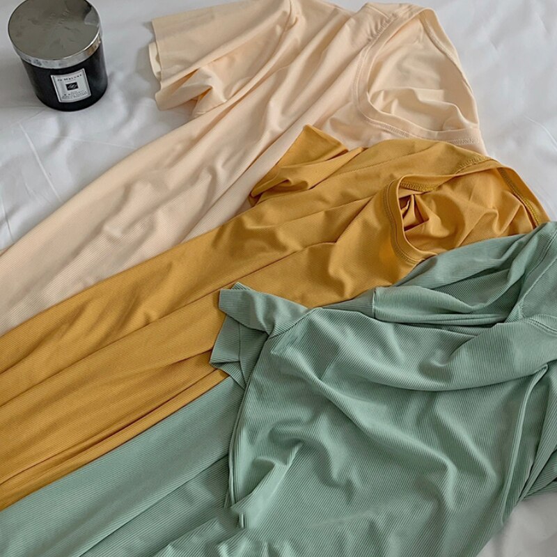 Nachthemden Vrouwen Solid Leisure O-hals Losse Gezellige Zoete Japan Stijl Vrouwtjes Homewear Sleepshirts Eenvoudige Ontworpen Zomer Stretchy