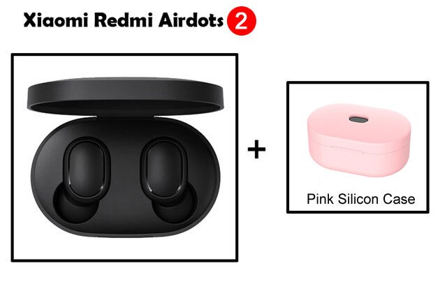 Xiaomi Redmi Airdots 2 Original inalámbrico Bluetooth 5,0 auriculares estéreo TWS con micrófono manos libres AI Control en el oído natraxia2-вввиттиттити: Add Pink Case