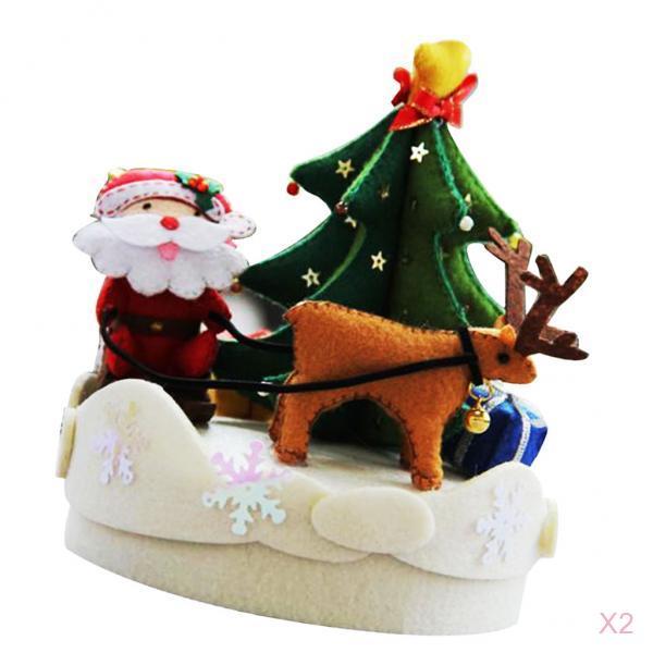 2 Sets DIY Christmas Felt Sewing Kit Music Box Needle Felting Starter Kit
