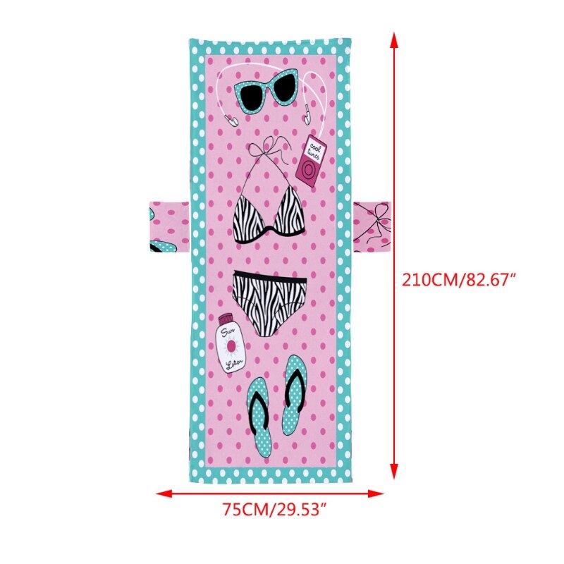 Boho leżak pokrowiec na krzesło z mikrofibry ręcznik plażowy z boczne kieszenie