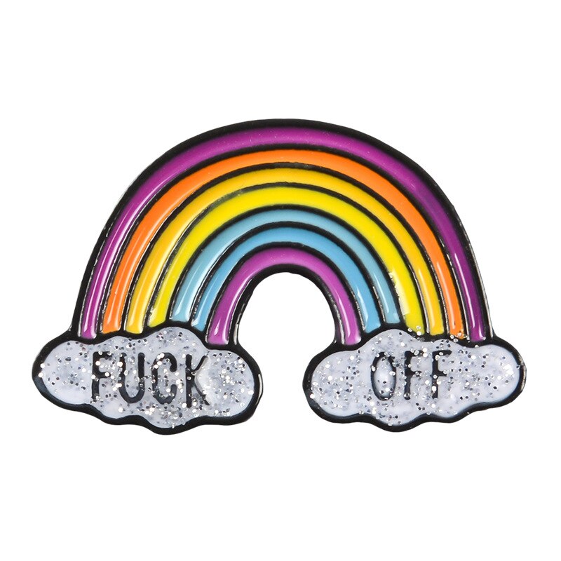 1 Stuk Leuke Cartoon Badge Regenboog Corsage Set Rainbow Cloud Geschilderd Metalen Broche Zak Jas Decoratie Broche Badge Revers Pin: 2