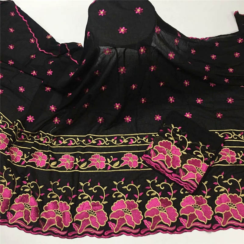 african swiss voile lace in switzerland 5+2yards nigerian lace fabrics latest african laces cotton lace ! LC72688: Black