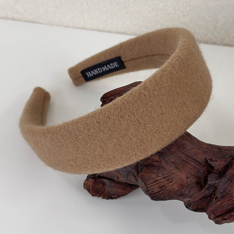 Diadema ancha de tela de felpa de lana Retro, bandas para el cabello de Color sólido para mujer, aro para el cabello con temperamento, accesorios para el cabello de femenina: Azul cielo