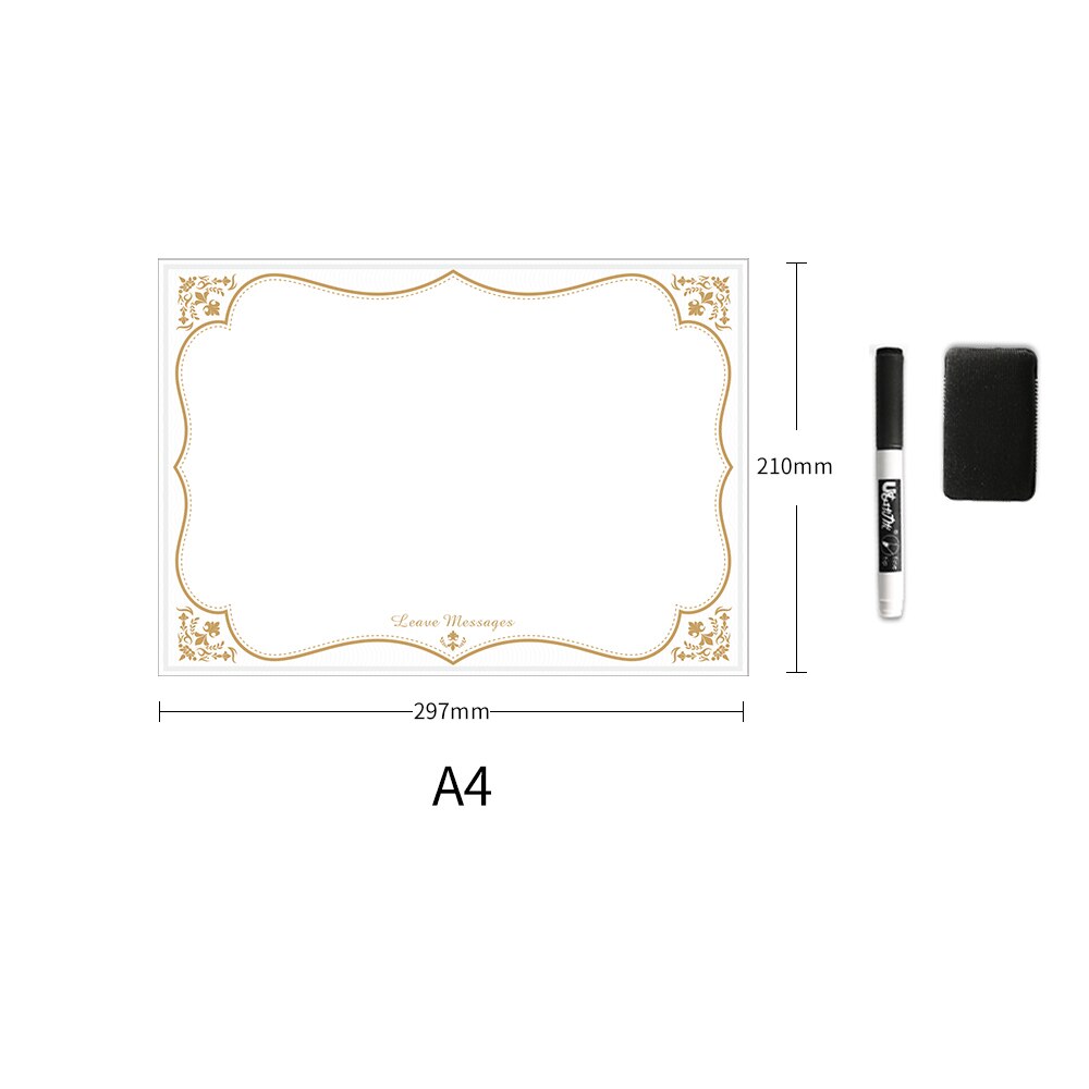 A4 storlek magnetisk whiteboard kylskåp magneter klistermärke presentationstavlor hem kök meddelande påminnelsestavlor att göra lista schema: A4 bz 08