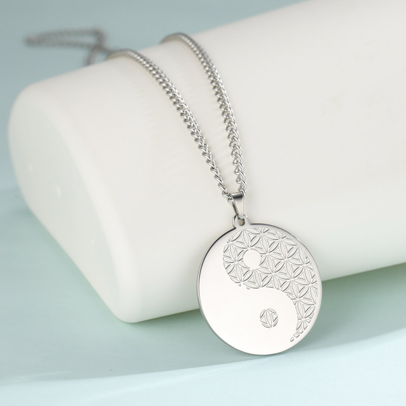 Dreamtimes Yin Yang Tai Chi Ketting Rvs Classic Mannen Leven Boom Ronde Sieraden Kerstcadeau