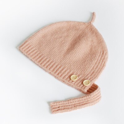 Geborduurde letters effen kinderwintermuts wollen streep gebreide kindermuts gehaakte meisjesmutsen winter jongensmuts babymutsen: Roze