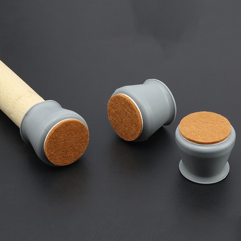 4Pcs Silicon Furniture Leg Protection Cover With Felt Pads Anti-slip Table Feet Caps Chair Leg Floor Protective Mats Home Decor: C