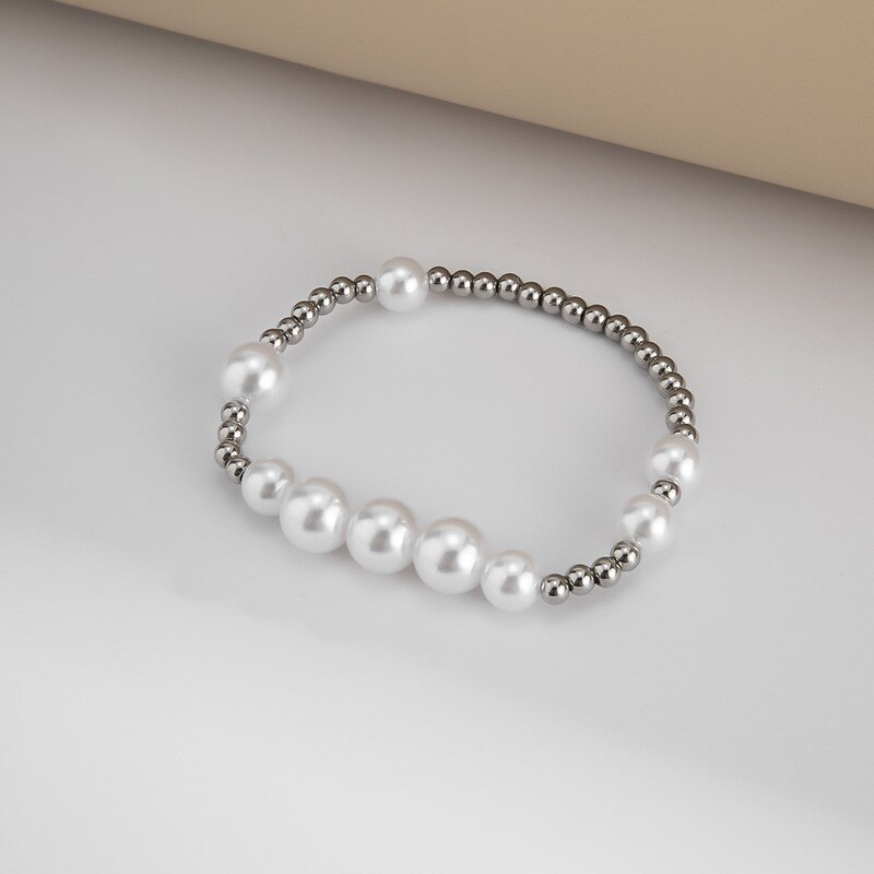 Accessori di moda personalità di strada a scatto in acciaio inossidabile borda il braccialetto semplice atmosferica braccialetto della perla