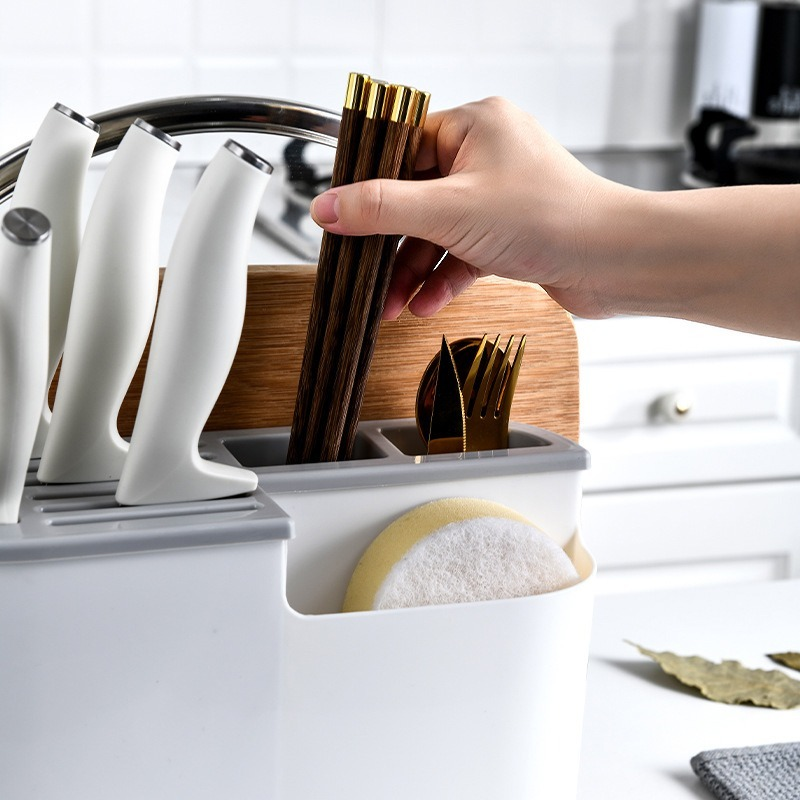 Multifunctional Knife Holder Organizer Knife Fork Spoon Stand Cutting Board Tableware Cutlery Storage Kitchen Knives Accessories